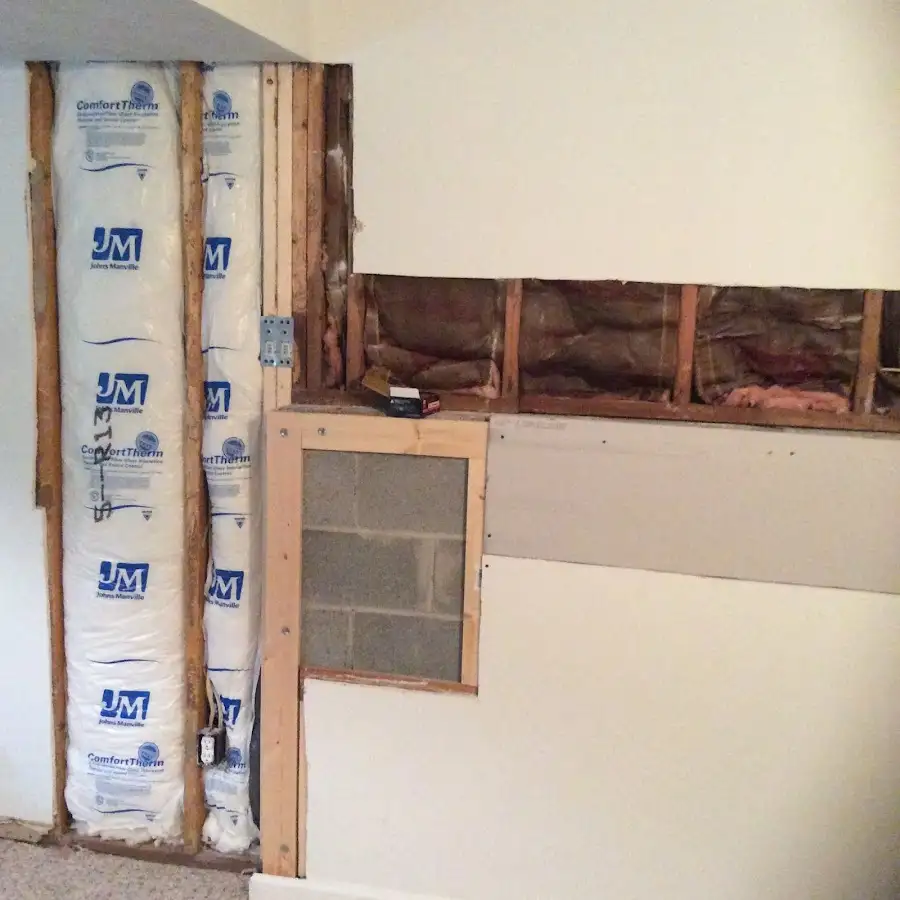 Wall insulation replacement during Basement Flood Cleanup in Flower Mound